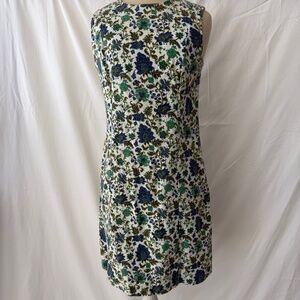 VINTAGE 1960's Blue-Green Floral Shift Dress